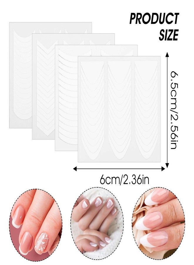 Guduling 1620 Pcs French Tip Stencils for Nails,Self-Adhesive French Nail Tip Stickers,4 Different Designs White Nails Frenchs Tips Sticker for DIY Decoration Stencil Tools(1620 pcs) - Image 2